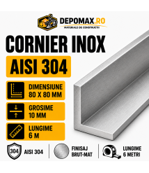 Cornier inox AISI 304, 80 x 80 x 10 mm, 6 metri